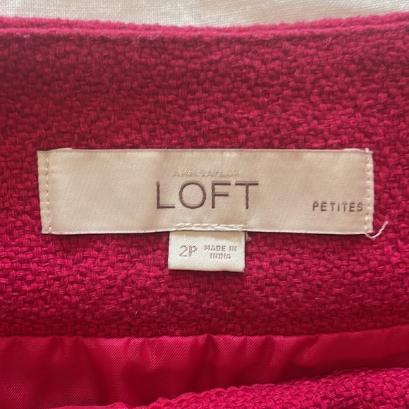 Ann Taylor LOFT bright pink tweed mini skirt, 2P - Picture 2 of 4